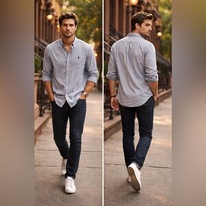 Ralph Lauren Yarmouth Oxford Shirt Gray Classic Fit Large Old money Prep